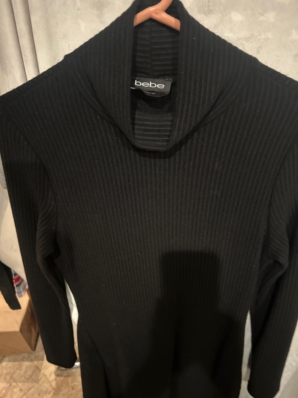 bebe Men's Black Ribbed Turtleneck Sweater